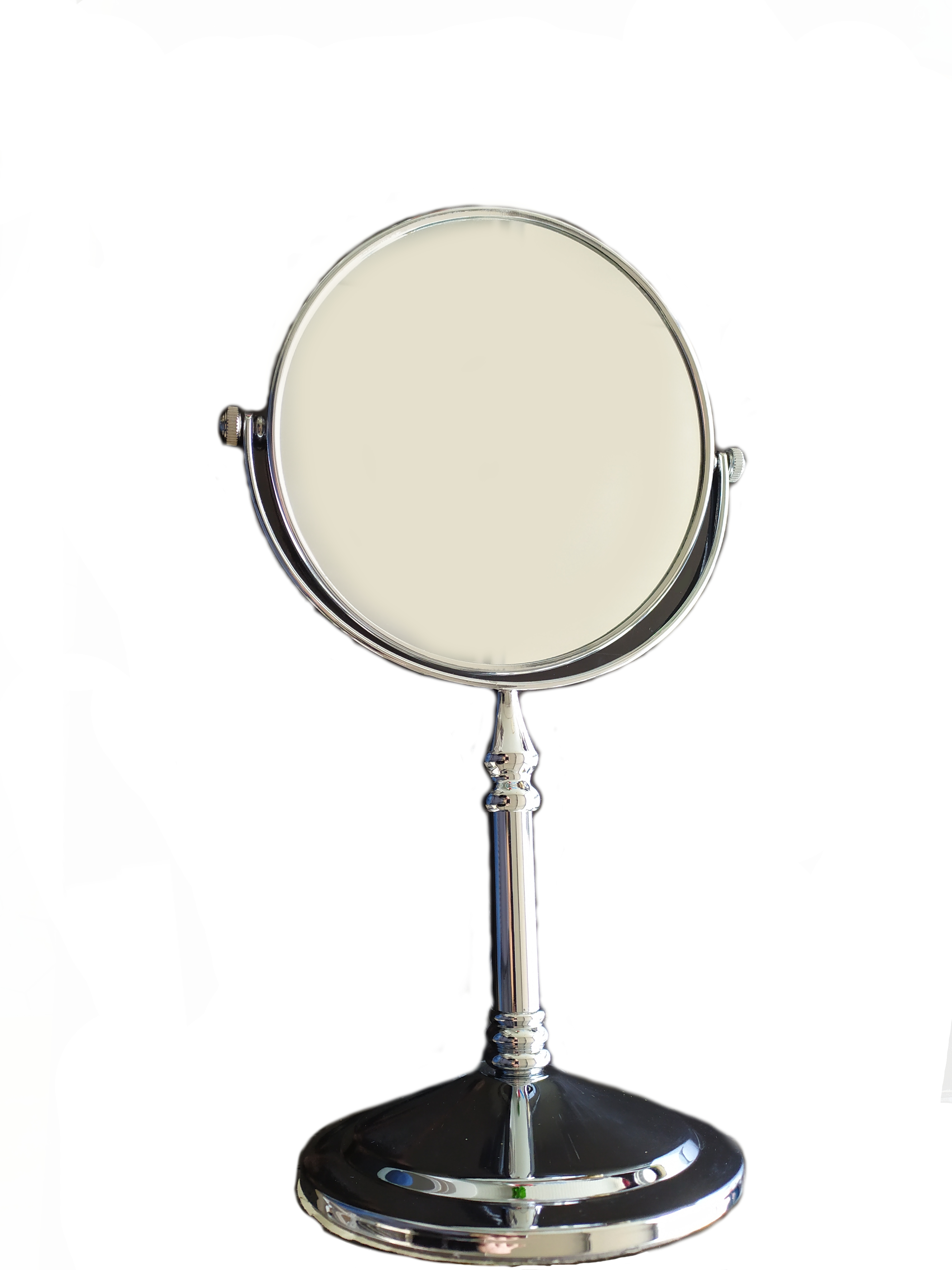 Specchio cromato con base zoom 2x